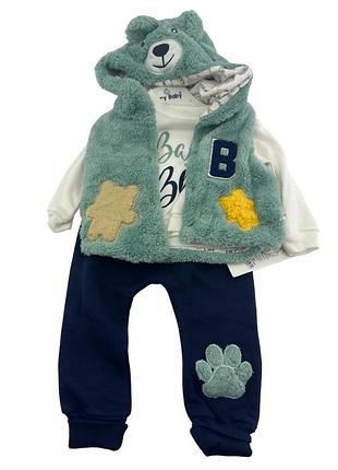 Костюм 6, 9, 12, 18 месяцев турция трикотажный для новорожденного мальчика зеленый (кднм2463) 12 месяцев