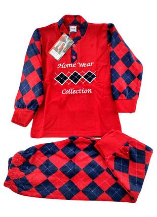 Піжама дитяча 4, 5, 6, 7 років туреччина тепла байка з довгими рукавами для хлопчика червоний (пжм296) 6 років