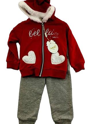 Спортивний костюм 12, 18 місяців туреччина для новонародженої дівчинки набір бордовий (кднд52) 18 місяців