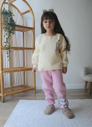 Спортивный костюм детский турция 3, 4, 5, 6, 7, 8, 9 лет для девочки теплый бежевый (кдм107) 6 лет