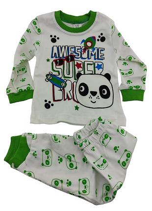 Піжама дитяча 1, 2, 3 роки туреччина бавовна з довгими рукавами біла (пжм313) 3 роки