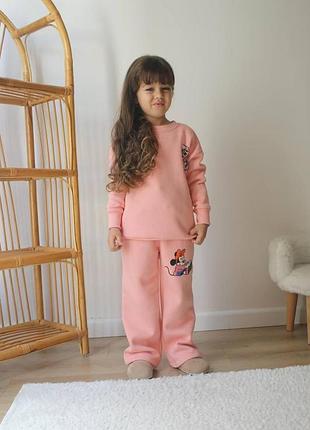 Спортивний костюм дитячий туреччина 3, 4, 5, 6, 7, 8, 9 років для дівчинки теплий рожевий (кдм108) 8 років