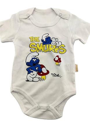 Боди 3, 6, 9, 12, 18 месяцев турция трикотажный для новорожденного на мальчика белый (кдн126) 9 месяцев