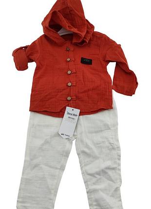 Костюм 6, 9, 12, 18, 24 місяці туреччина муслін для новонародженого хлопчика червоний (кдмн2441) 9 місяців