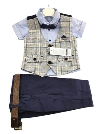 Детские костюмы 2, 3, 4 года турция летний нарядный для мальчиков серый (кд28)