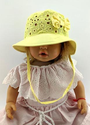 Панама детская 48, 50, 52, 54 размер хлопок для девочки панамка головные уборы желтый (пд249) 54 размер