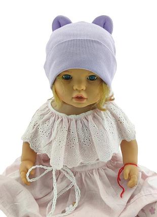 Шапка дитяча трикотажна подвійна для новонароджених головні убори фіолетовий (шд358) 48 розмір