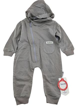 Человечек 3, 6, 9, 12 месяцев турция трикотажный для новорожденного на мальчика серый (чн117) 12 месяцев