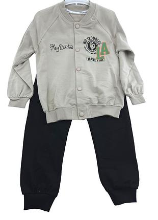 Дитячий спортивний костюм 6, 7, 8, 9 років туреччина для хлопчиків бежевий (кд173) 9 років