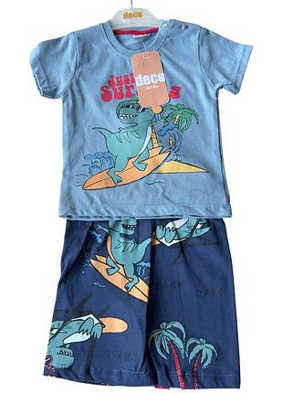 Костюм 9, 12, 18, 24 месяцев турция летний трикотажный новорожденного мальчика голубой 24 месяца