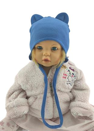 Шапка дитяча трикотажна подвійна для новонароджених головні убори синій (шд402) 48 розмір