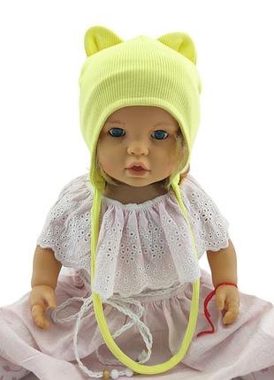 Шапка детская трикотажная двойная для новорожденных головные уборы желтый (шд299) 50 размер