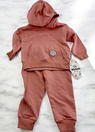 Костюм 9, 12, 18, 24 місяці туреччина теплий трикотажний новонародженого хлопчика бежевий (кднм2486)