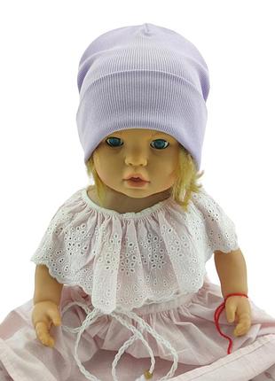 Шапка детская трикотажная двойная демисезонная детские головные уборы фиолетовый (шд381) 50 размер