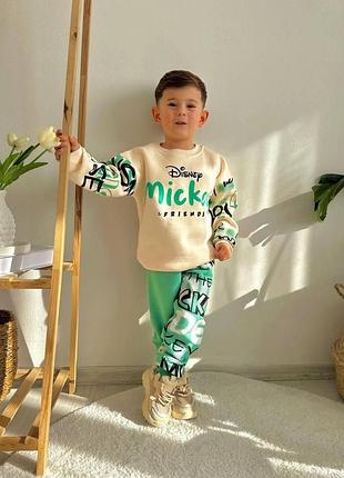 Дитячий теплий спортивний костюм 3, 4, 5, 6, 7, 8, 9 років туреччина для хлопчиків бежевий (кд179) 5 років