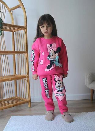 Спортивный костюм детский турция 3, 4, 5, 6, 7, 8, 9 лет для девочки теплый малиновый (кдм109) 8 лет