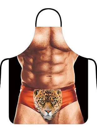 Фартук с приколом мужской с принтом пресса 75 на 60 см разноцветный