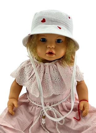 Панама дитяча 46, 48, 50, 52, 54 розмір бавовна для дівчинки панамка головні убори білий (пд316)