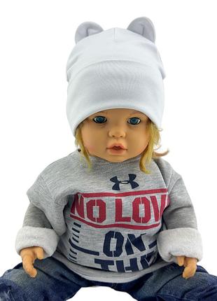 Шапка дитяча трикотажна подвійна для дитини головні убори білий (шд468) 52 розмір