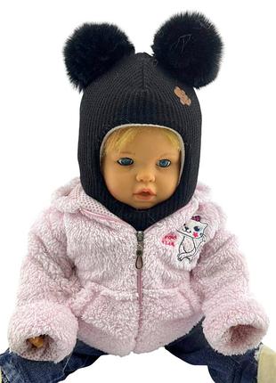 Зимова шапка шолом дитяча в'язана 0-16 років для дівчаток