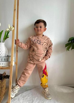 Детский теплый спортивный костюм 3, 4, 5, 6, 7, 8, 9 лет турция для мальчиков бежевый (кд182) 8 лет