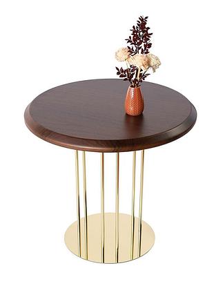 Журнальный стол "олександрит", орех коричневый d600 мм/золотой каркас