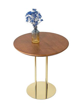 Журнальний стіл "олександрит", дуб світло-коричневий d500 мм/золотий каркас