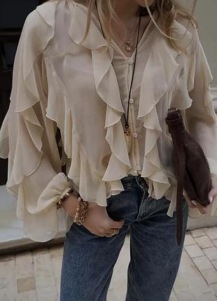 Блузка воланами рюшами блузка блуза