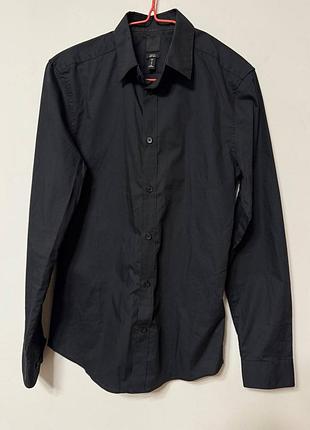 Сорочка руюашка чоловіча чорна базова slim h&m, розмір s.