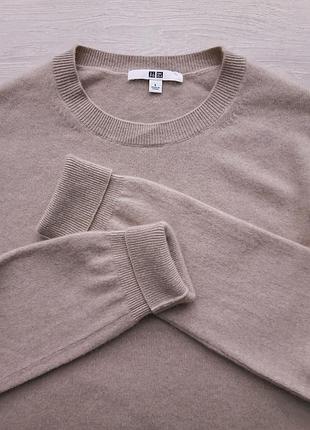Кашеміровий светр, бежевий джемпер uniqlo, р.48