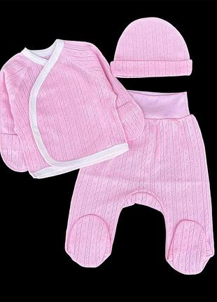 Комплект 3в1: льоля, повзунки, шапочка "принт", рібана трансфер тм “happy тoт” (56 см)