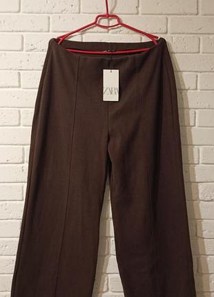 Штани палаццо від zara, трикотажні широкі штани шоколадного кольору