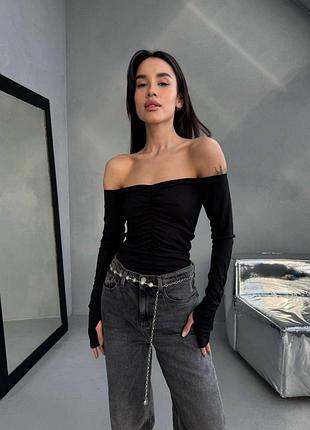 Лонгслів з відкритими плечима