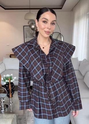 Жіночий фланелевий класичний піджак у клітинку