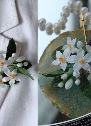 Брошка апельсиновий цвіт з фоамірану | ручна робота