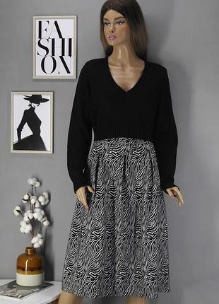 Брендовая демисезонная юбка миди "marks & spencer" с принтом "зебра". размер uk14/eur42.