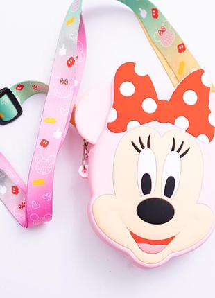 Детская силиконовая сумка минни маус 15×13×3 (см) через плечо розовый hp-55-9p