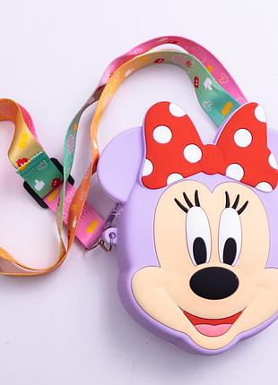 Детская силиконовая сумка минни маус 15×13×3 (см) через плечо фиолетовый hp-55-9v