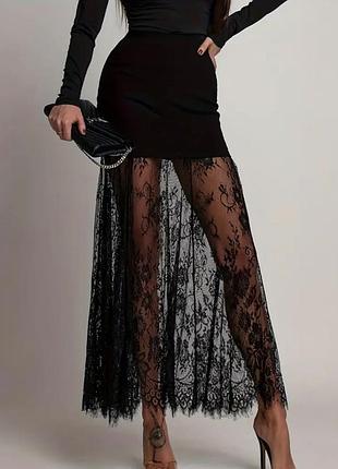 Юбка с притачным кружевом magelite