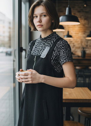 Крутезный комплект от primark
футболка +черный сарафан +резинка для волос