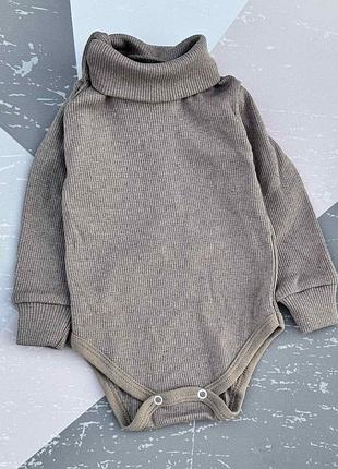 Боди-водолазка, рубчик с начесом тм "птичка" 80 см