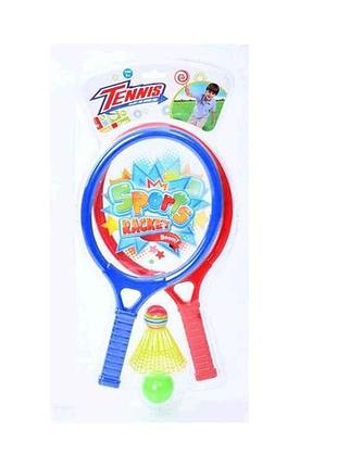 Ракетка дитяча (2шт 34см мячик, воланчик) синя mr 1205 тм metr