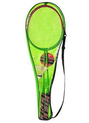 Бадмінтон залізний (ракетки 2шт 66смволан) у чохлі зелений ms 0757-1 тм metr