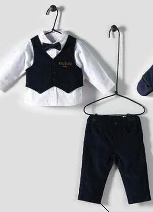Костюм 3в1: сорочка, штани, жилет "бонд", вельвет, бавовна тм "bebetto"