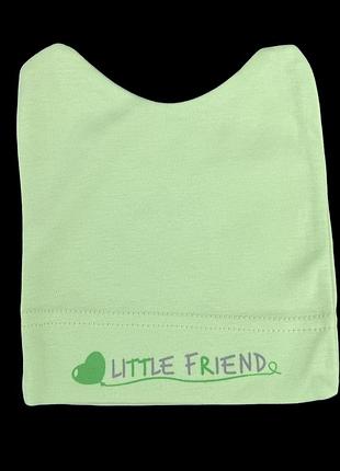 Шапочка "little friend", інтерлок тм "sweet mario" 6-9 міс, зелений, 44 см