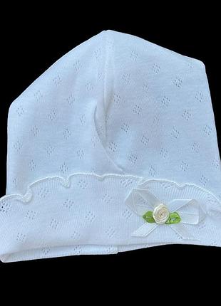 Шапочка нарядная, мелованная ажур тм "happy tot" 3-6 міс, молочный, 40 см