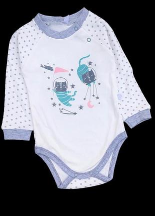 Боди с длинным рукавом "космос", интерлок тм "sweet mario" 86 см