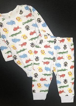 Костюм 2в1: боді з довгим руковом, штани "принт", бавовна "cool" 80 см