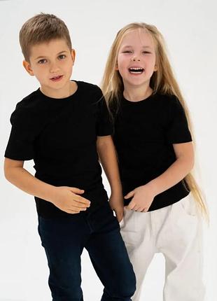 Детская футболка jhk, базовая, однотонная, для мальчика или девочки, черная, размер 98, на 3/4 года