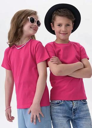 Детская футболка jhk, базовая, однотонная, для девочки или мальчика, малиновая, размер 146, на 12/14 лет